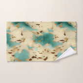 ターコイズホワイト金ゴールド牛革 バスタオルセット (ハンドタオル)