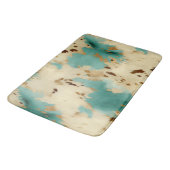 ターコイズホワイト金ゴールド牛革 バスマット (アングル)