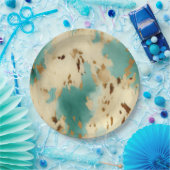 ターコイズホワイト金ゴールド牛革 ペーパープレート (パーティー)