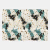 ターコイズホワイト金ゴールド牛革 ラッピングペーパーシート (正面3)