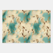 ターコイズホワイト金ゴールド牛革 ラッピングペーパーシート (正面)