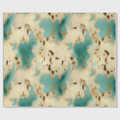 ターコイズホワイト金ゴールド牛革 ラッピングペーパー (フラット)