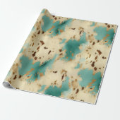 ターコイズホワイト金ゴールド牛革 ラッピングペーパー (アンロールド)