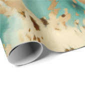 ターコイズホワイト金ゴールド牛革 ラッピングペーパー (ロールコーナー)
