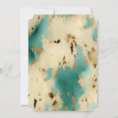 ターコイズホワイト金ゴールド牛革 招待状 (裏面)