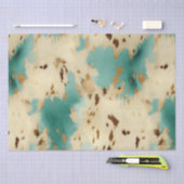 ターコイズホワイト金ゴールド牛革 薄葉紙 (クラフト)