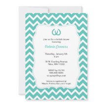 ターコイズホースショースブライダルシャワー招待状シェブロン