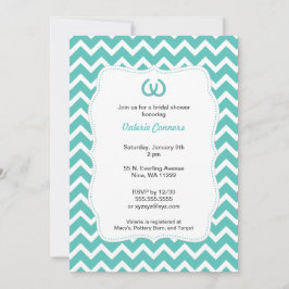 ターコイズホースショースブライダルシャワー招待状シェブロン 招待状
