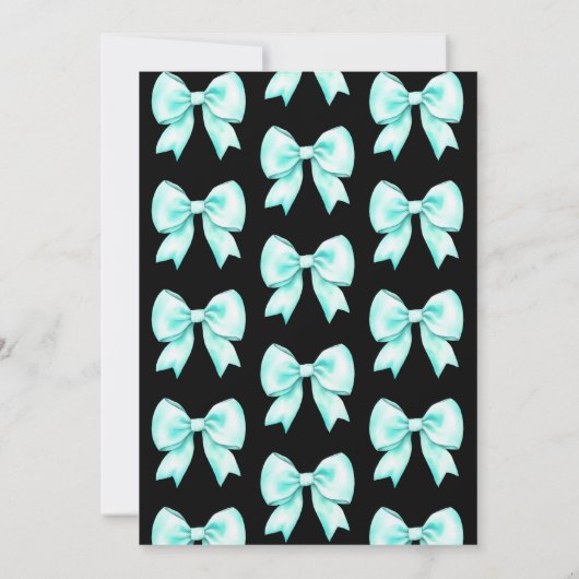 ターコイズボウコケットスクリプトスウィート16ブラック 招待状 (裏面)