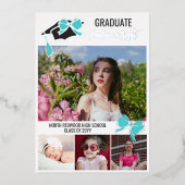 ターコイズボウ写真フォイルの輪郭の卒業 箔招待状 (正面)