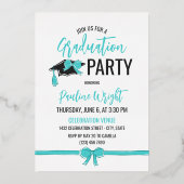 ターコイズボウ写真フォイルの輪郭の卒業 箔招待状 (裏面)