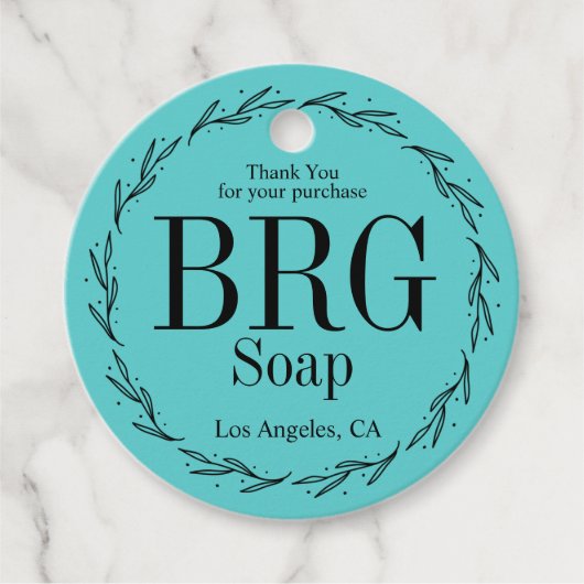 ターコイズボタニカルモノグラムありがとうご購入 フェイバータグ (正面)