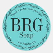 ターコイズボタニカルモノグラムありがとうご購入 ラウンドシール (正面)