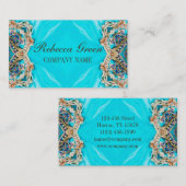 ターコイズボヘミアンナパターンヨガインストラクター 名刺 (正面/裏面)