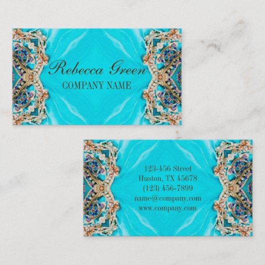 ターコイズボヘミアンナパターンヨガインストラクター 名刺 (正面/裏面)