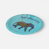 ターコイズボヘミアンモザイクエレファント紙プレート ペーパープレート (アングル)