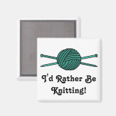 ターコイズボール・オブ・ヤーン&編み物針 マグネット (正面/裏面)