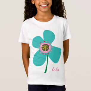 ターコイズポップ・アートのデイジーお洒落&かわいい夏の花 Tシャツ