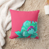 ターコイズポピー花水彩オン明るい赤紫色 クッション (ブランケット)