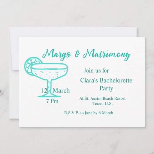 ターコイズマグス＆マトリモニー テキーラグラス バチュラー 招待状 (正面)