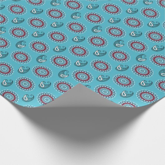 ターコイズマンダラ万華鏡のように千変万化するパターンサークルペイズリー ラッピングペーパー