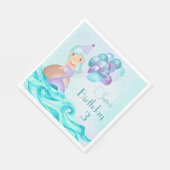 ターコイズマーメイドの誕生日パーティーありがとう スタンダードランチョンナプキン (角)