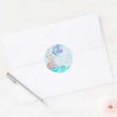 ターコイズマーメイドの誕生日パーティーありがとう ラウンドシール (封筒)