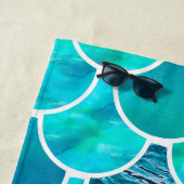 ターコイズマーメイドはかりで測モノグラム名 ビーチタオル (インサイチュ)