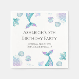 ターコイズマーメイドをテーマにした誕生日パーティー スタンダードカクテルナプキン