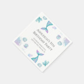 ターコイズマーメイドをテーマにした誕生日パーティー スタンダードカクテルナプキン (角)