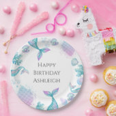 ターコイズマーメイドをテーマにした誕生日パーティー ペーパープレート (パーティー)