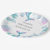 ターコイズマーメイドをテーマにした誕生日パーティー ペーパープレート (アングル)