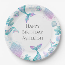 ターコイズマーメイドをテーマにした誕生日パーティー ペーパープレート