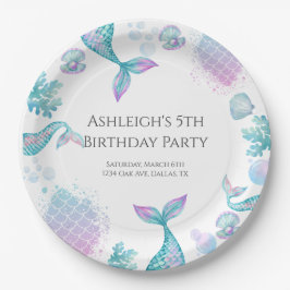 ターコイズマーメイドをテーマにした誕生日パーティー ペーパープレート