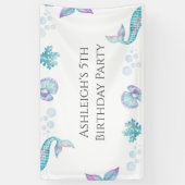 ターコイズマーメイドをテーマにした誕生日パーティー 横断幕 (縦)