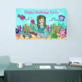 ターコイズマーメイドアンダーザシー誕生日バナー 横断幕 (トレードショー)