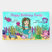 ターコイズマーメイドアンダーザシー誕生日バナー 横断幕 (横)