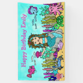 ターコイズマーメイドアンダーザシー誕生日バナー 横断幕 (縦)