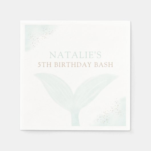 ターコイズマーメイドガールバースデーパーティー スタンダードカクテルナプキン (正面)