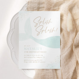 ターコイズマーメイドガールバースデーパーティー 招待状