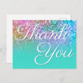 ターコイズマーメイドグラデーション《写真》ぼけ味グリッターありがとう ポストカード (正面/裏面)