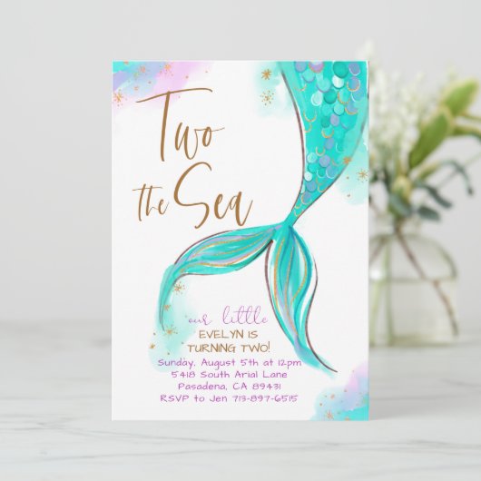 ターコイズマーメイドパーティー2海2番目の誕生日 招待状 (スタンド正面)