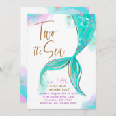 ターコイズマーメイドパーティー2海2番目の誕生日 招待状 (正面/裏面)