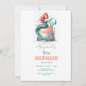 ターコイズマーメイド誕生日パーティー 招待状 (正面)