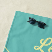 ターコイズミッドセンチュリーイエローレトロドットサマー ビーチタオル (インサイチュ)