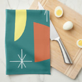 ターコイズミッドセンチュリーモダン キッチンタオル (四つ折り)