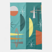 ターコイズミッドセンチュリーモダン キッチンタオル (縦)