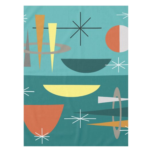 ターコイズミッドセンチュリーモダン テーブルクロス (正面)