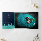 ターコイズミッドナイトブルーアラビアンナイツキンセアニラ 三つ折り招待状 (内部)