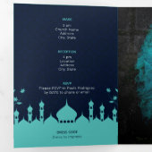 ターコイズミッドナイトブルーアラビアンナイツキンセアニラ 三つ折り招待状 (内部最初)